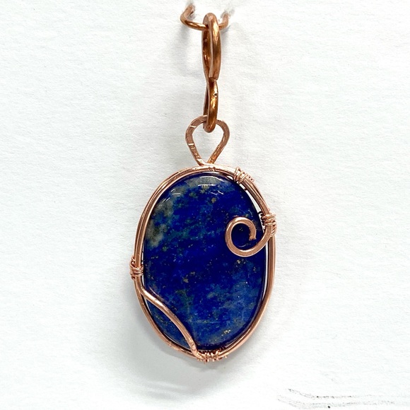 HANDMADE Lapis Lazuli Hand Wrapped Bare Copper, Jewelry Gift Her Woman Girl - Picture 3 of 10